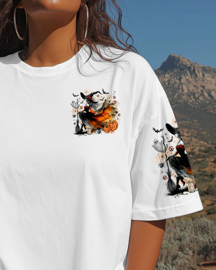 A Wee Bit Wicked Halloween Witch Spooky Pumpkin _26 Witch Design AOP Shirts _15_ we62n