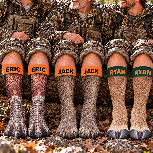Animal Paw Illusion Socks - Personalized Crew Socks - Gift For Him