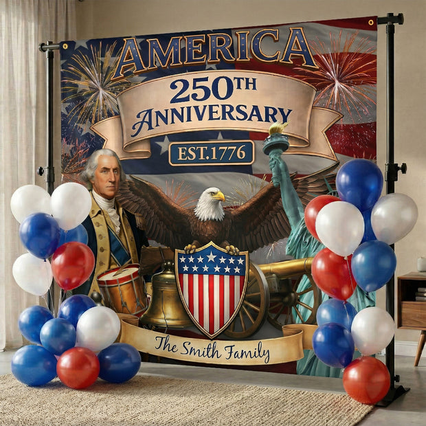 America 250th Birthday Patriotic 2026 Decors - Personalized Backdrop -250th Anniversary Gift