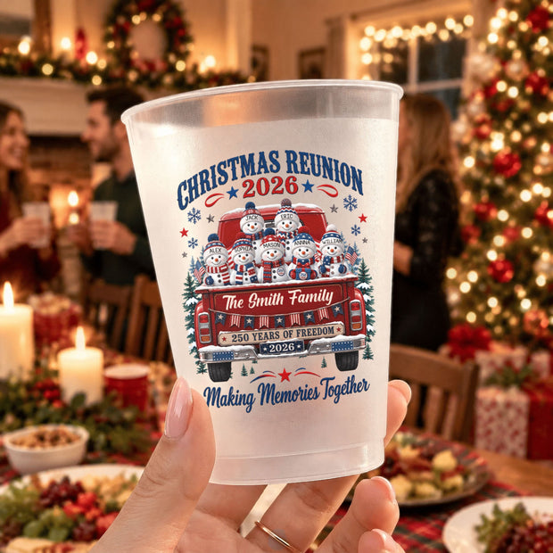 America 250th Anniversary Christmas Party Gathering Family, Grandparents - Personalized Frosted Cups