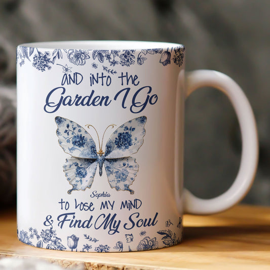 And Into The Garden I Go To Lose My Mind Toile De Jouy Butterfly Personalized Mug_1