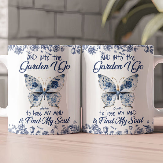 And Into The Garden I Go To Lose My Mind Toile De Jouy Butterfly Personalized Mug_2