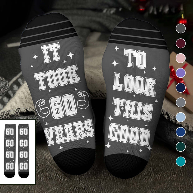 It Took 60 Years To Look This Good With Stars - Personalized Crew Socks - Gift For Family