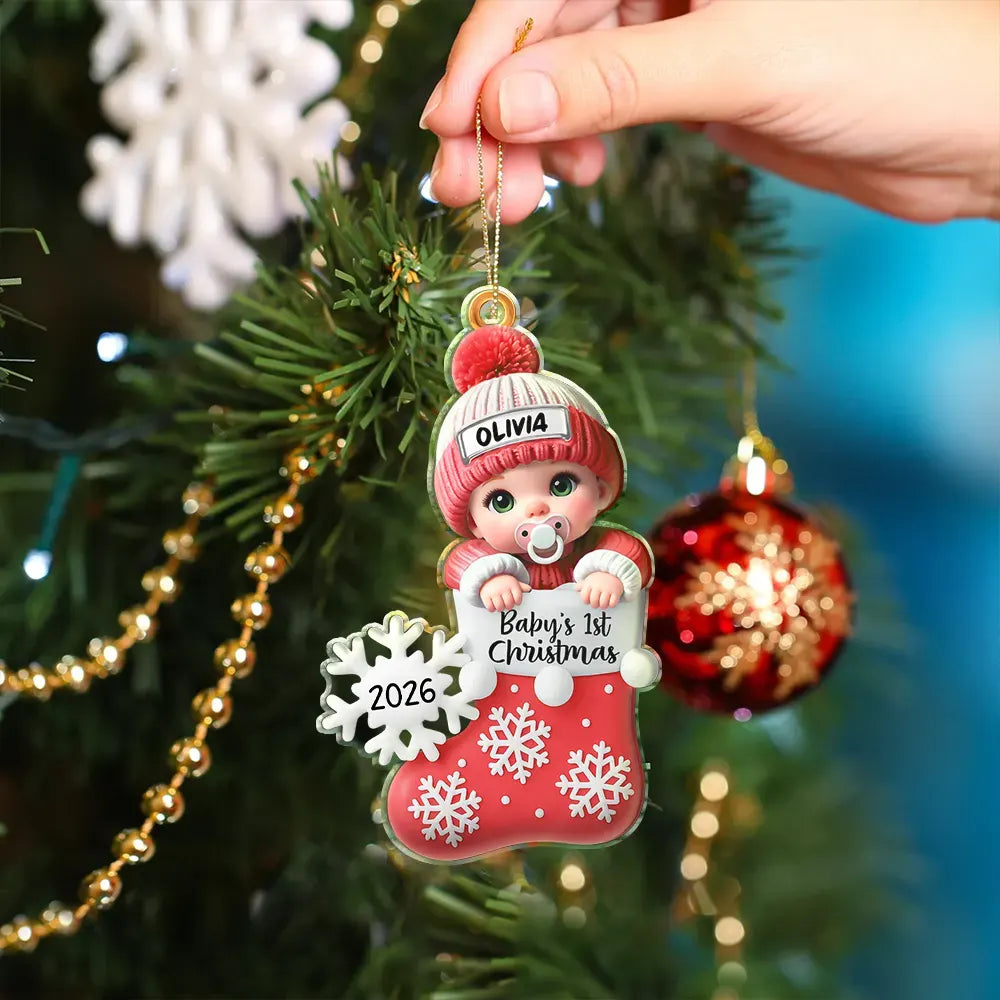 BabyFirstChristmas_ChristmasStocking PersonalizedCustomShapedAcrylicOrnament HT637 CIN3571 MK3_887fa913 9ad4 4c1a 918e 32a8a249de3c