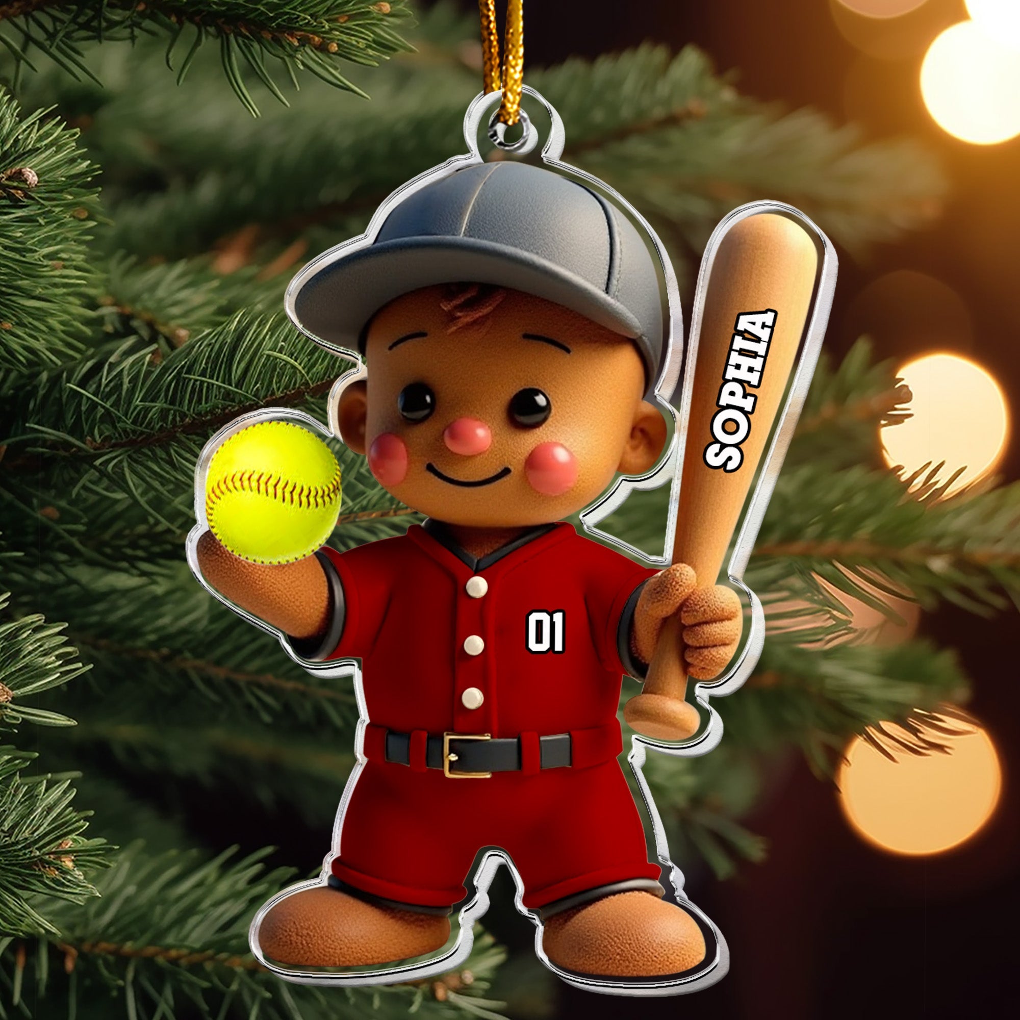 Baseball Gingerbread Christmas Ornament Gift For Kid_ Baseball Lover Personalized Acrylic Ornament_2