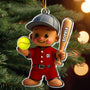 Baseball Gingerbread Christmas Ornament Gift For Kid_ Baseball Lover Personalized Acrylic Ornament_2