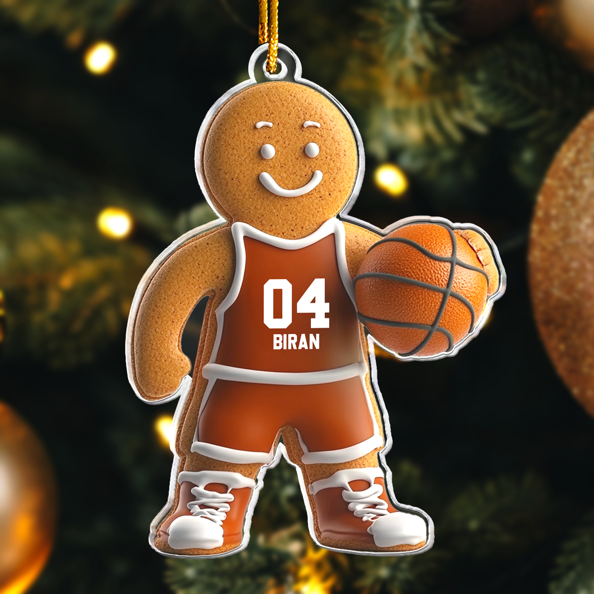 Basketball Gingerbread Christmas Ornament Personalized Acrylic Ornament_3