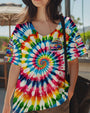 Be Hippie Be Happy Tie Dye Peace Van Colorful Groovy Retro Graphic AOP Shirts _13_ 3OWjw