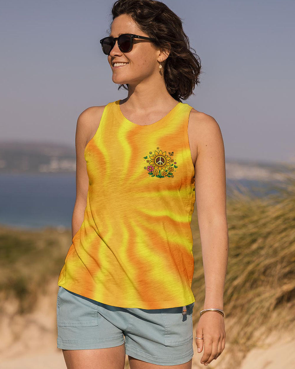 Be Kind Always Peaceful Sunflower Hippie Positive Message with Tie Dye Design AOP Shirts _6_ ztjbZ