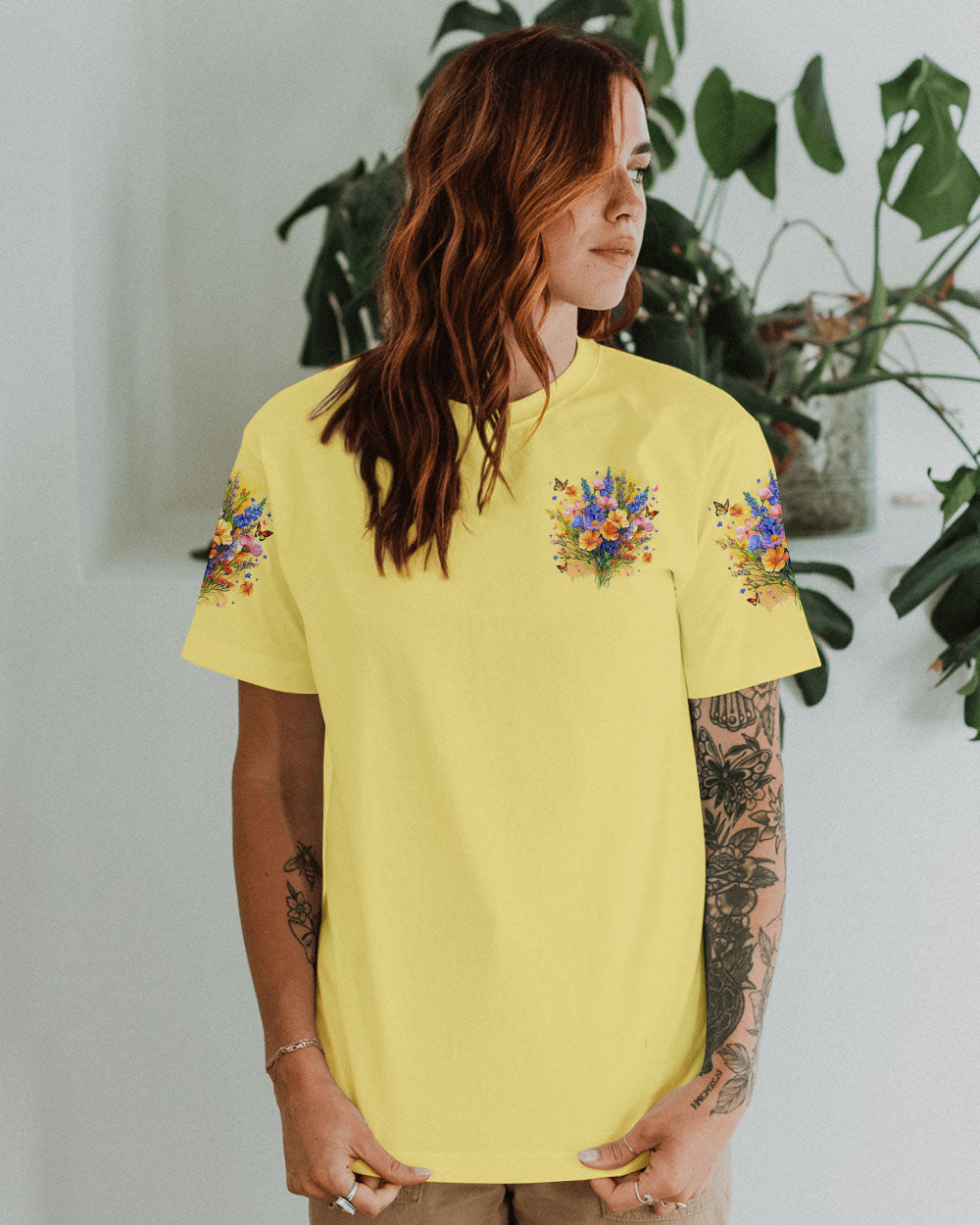 Be Kind to Your Mind Colorful Floral Butterfly Design for Women AOP Shirts _2_ pqMqu