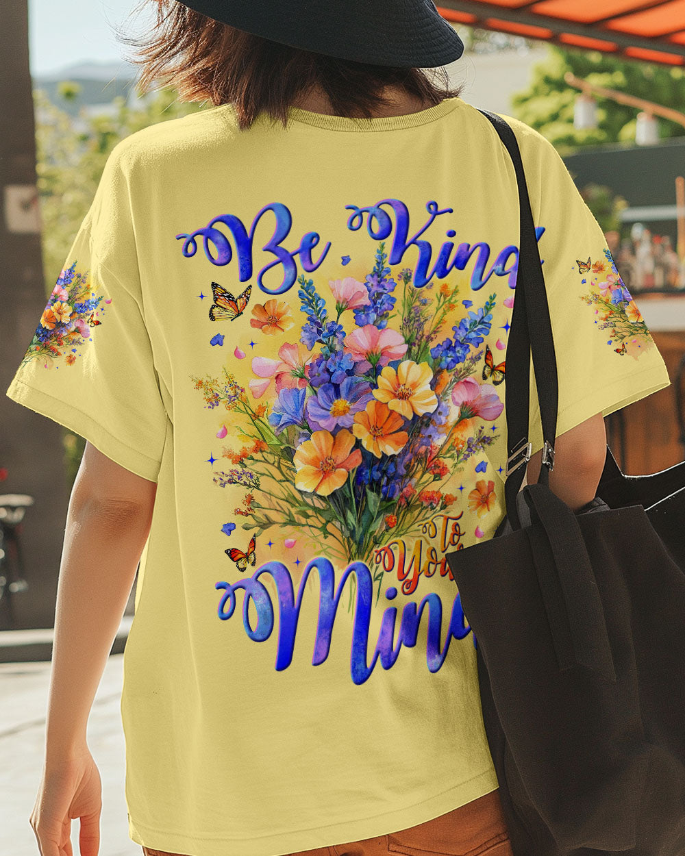 Be Kind to Your Mind Colorful Floral Butterfly Design for Women AOP Shirts _5_ DrnGe