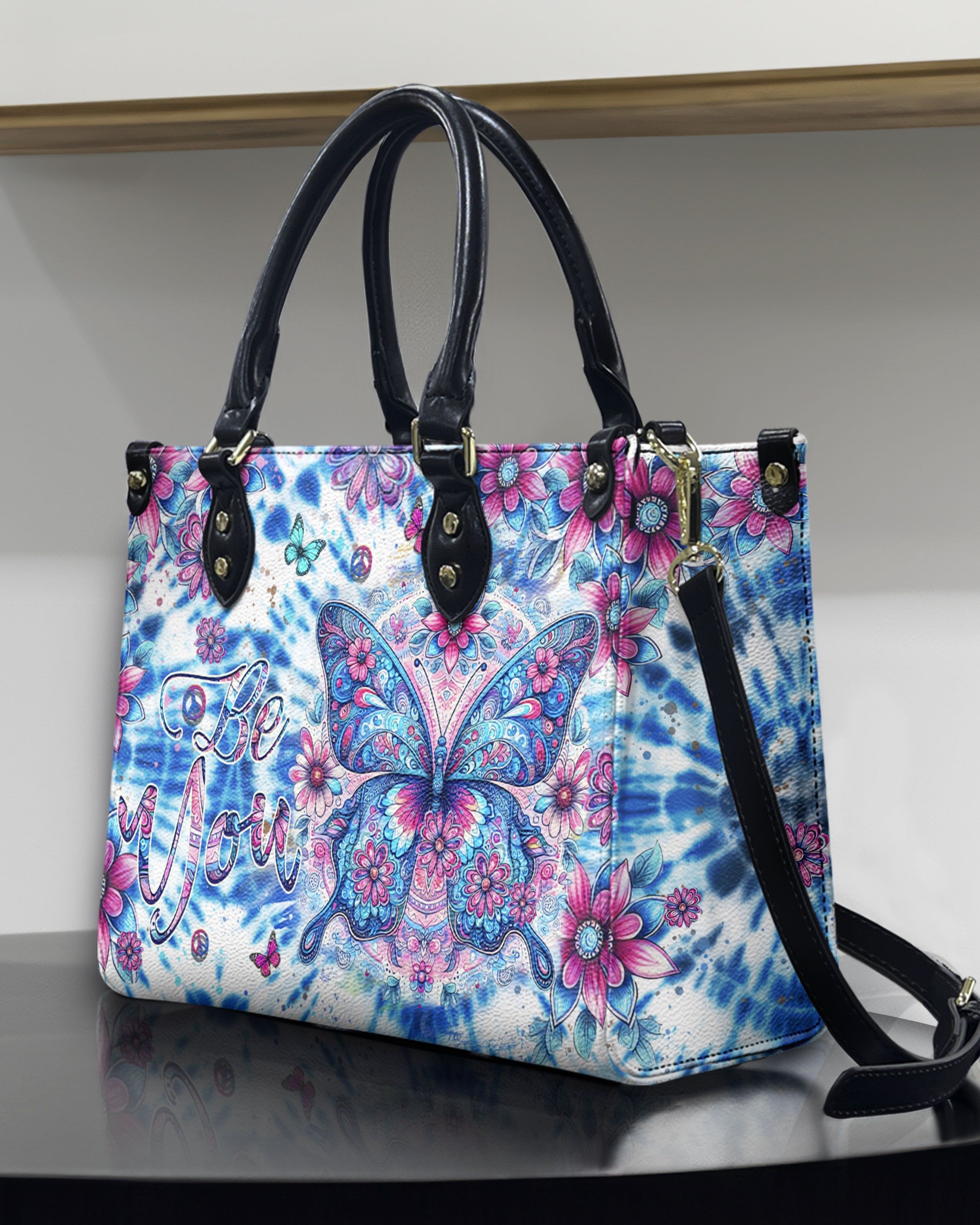 Be You Butterfly Tie Dye Colorful Floral Hippie Leather Bag Gift for Women _5_ sGX5x