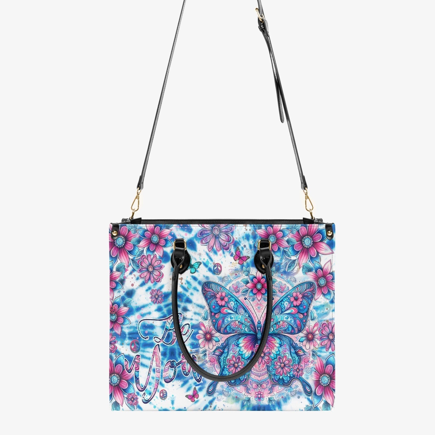 Be You Butterfly Tie Dye Colorful Floral Hippie Leather Bag Gift for Women _8_ 3BrJB