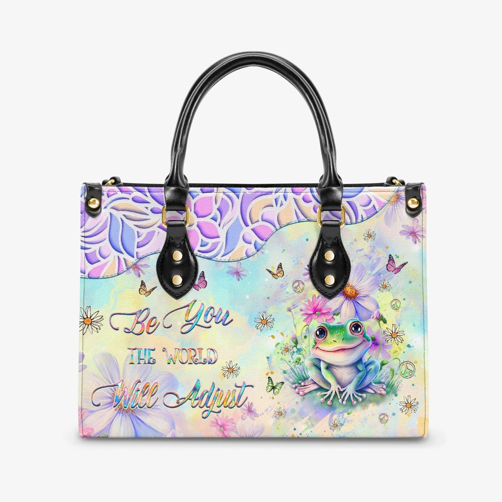 Be You The World Will Adjust Cute Peace Frog Pastel Design Hippie Leather Bag _1_ SRezA
