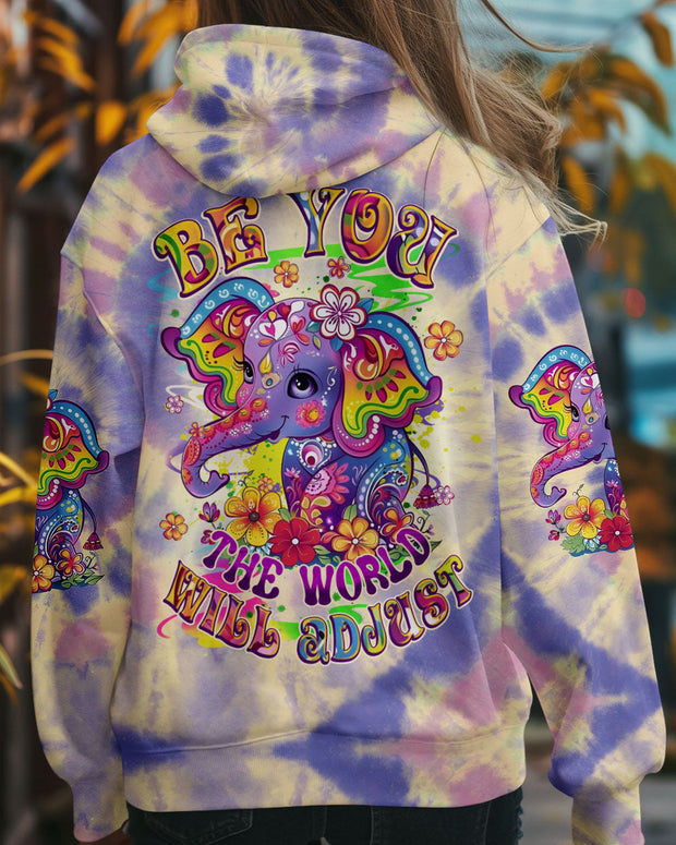 Be You The World Will Adjust - Elephant Colorful Tie Dye Hippie Style - AOP Shirts