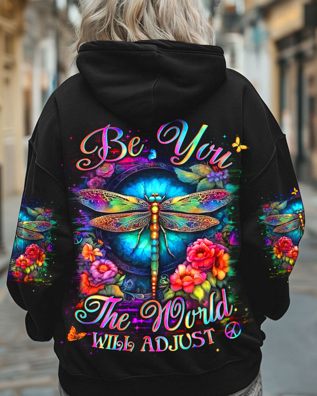 Be You The World Will Adjust - Floral Dragonfly Hippie Hippie - AOP Shirts