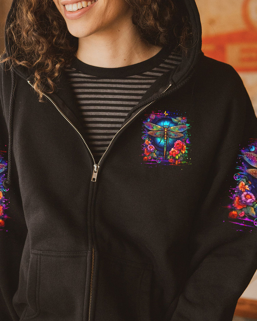 Be You The World Will Adjust Floral Dragonfly Hippie Hippie AOP Shirts _3_ avWi7