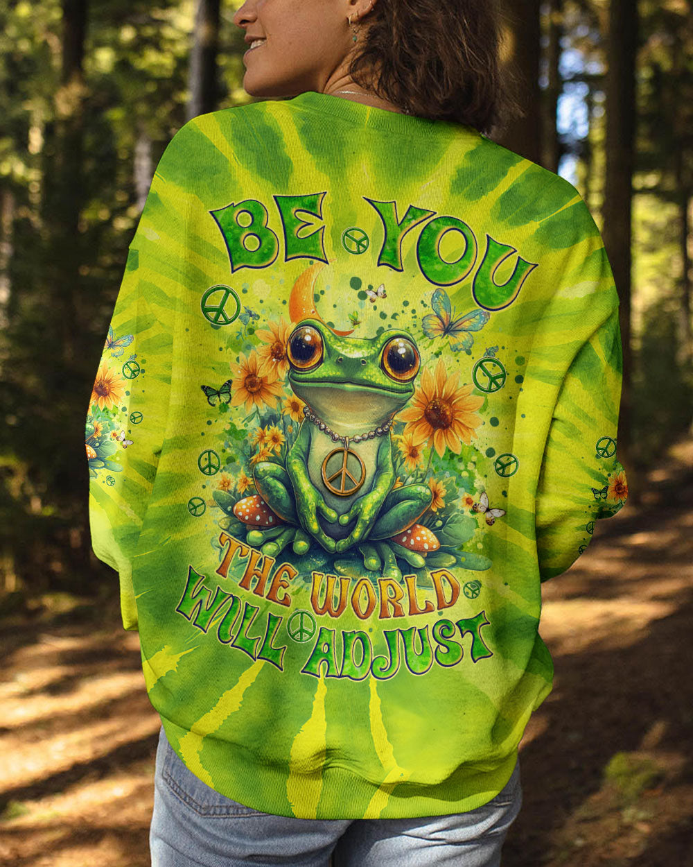 Be You The World Will Adjust Frog Hippie Sunflowers Peace Sign Tie Dye AOP Shirts _3_ BrpTh