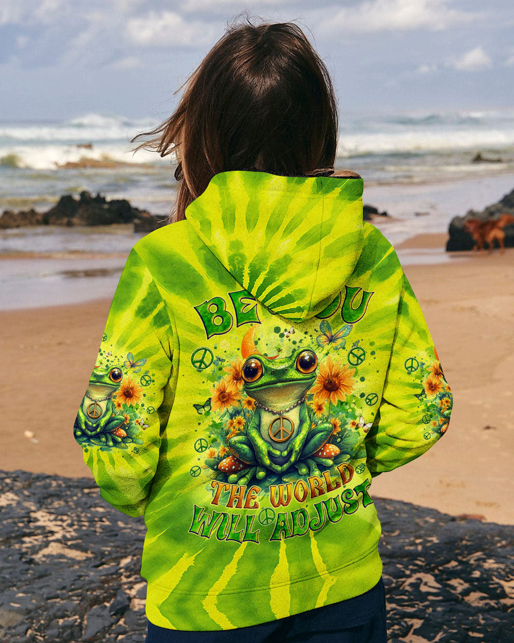 Be You The World Will Adjust Frog Hippie Sunflowers Peace Sign Tie Dye AOP Shirts _5_ TdjKr
