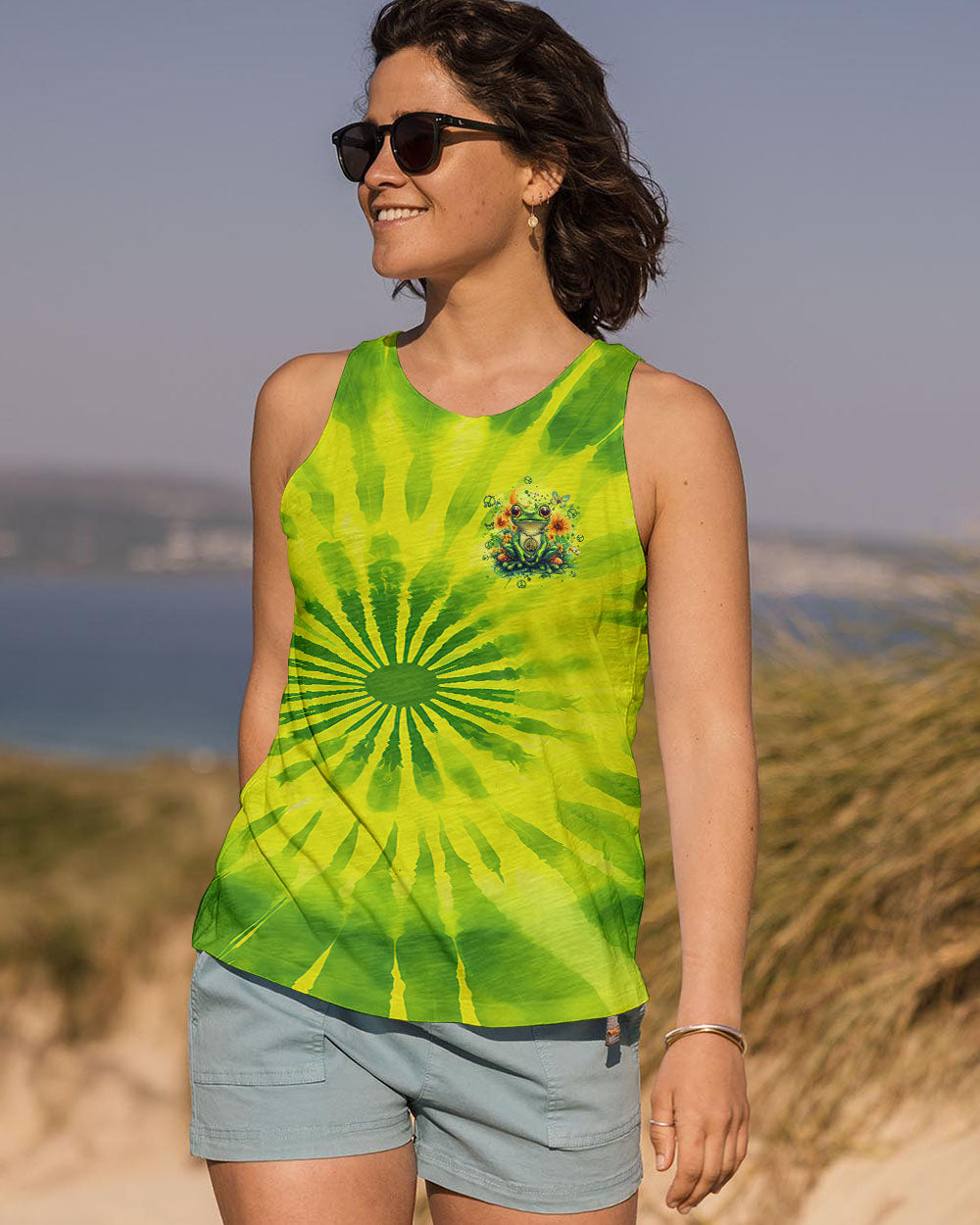 Be You The World Will Adjust Frog Hippie Sunflowers Peace Sign Tie Dye AOP Shirts _7_ TuBhQ