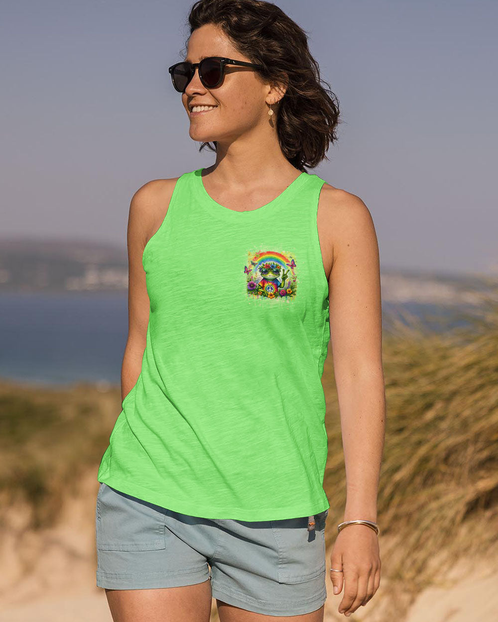 Be You The World Will Adjust Frog Hippie Tie Dye Rainbow Graphic AOP Shirts _13_ Cs76Z