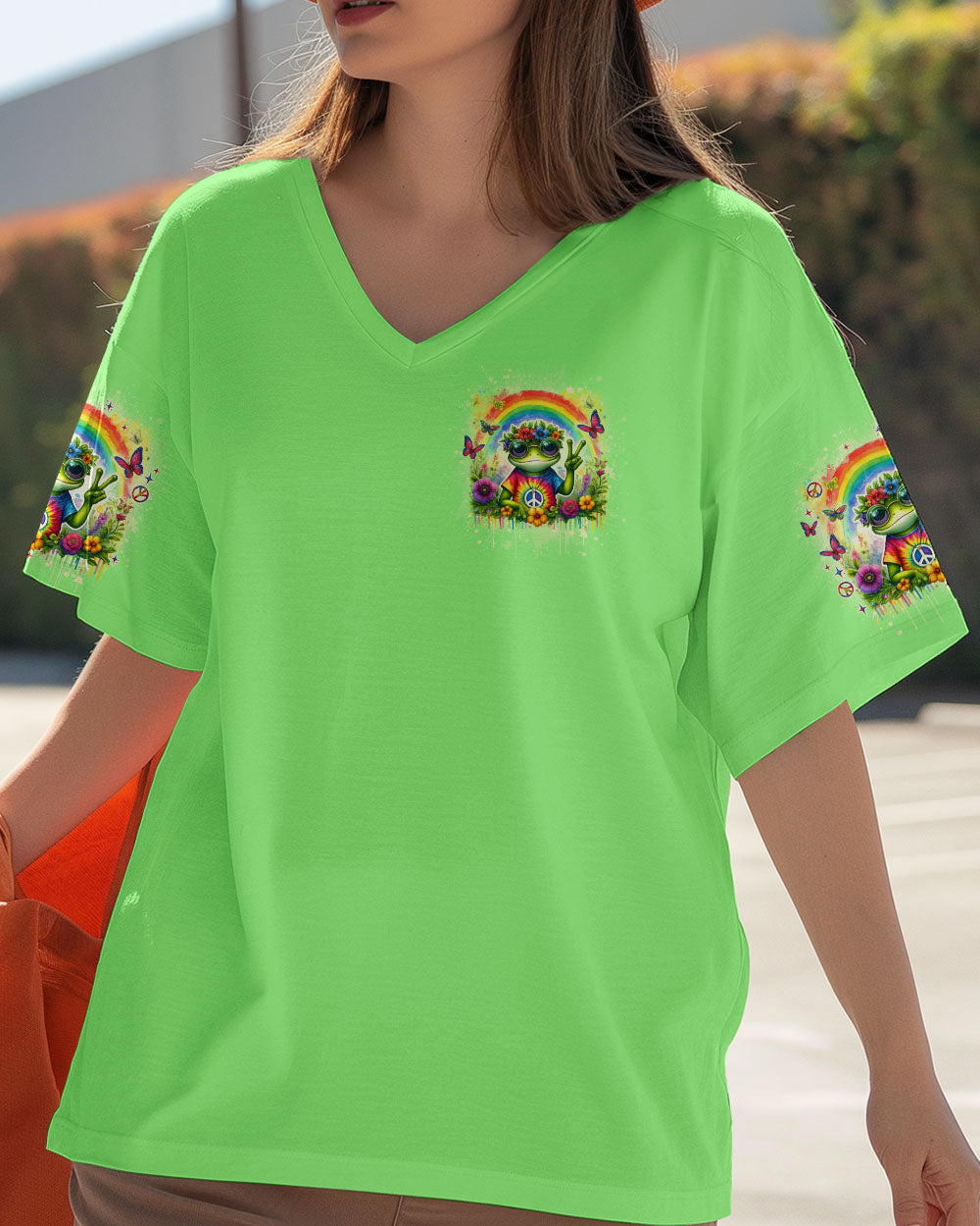 Be You The World Will Adjust Frog Hippie Tie Dye Rainbow Graphic AOP Shirts _5_ MmoJ2