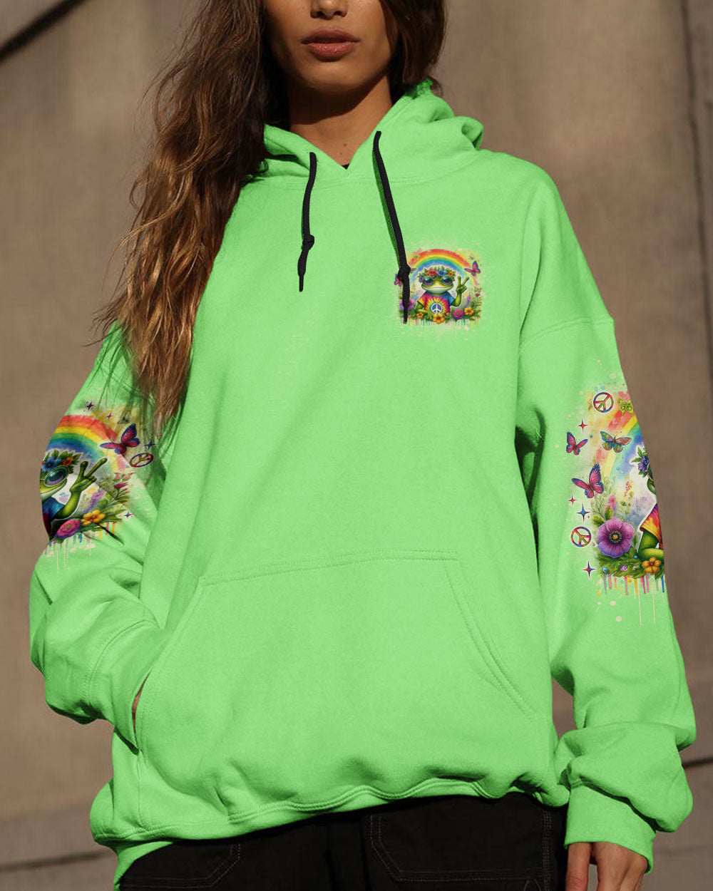Be You The World Will Adjust Frog Hippie Tie Dye Rainbow Graphic AOP Shirts _7_ NNUK5