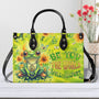 Be You The World Will Adjust Frog Peace Sign Green with Sunflowers Hippie Leather Bag _4_ sMSA0