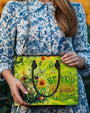 Be You The World Will Adjust Frog Peace Sign Green with Sunflowers Hippie Leather Bag _5_ RRqFV