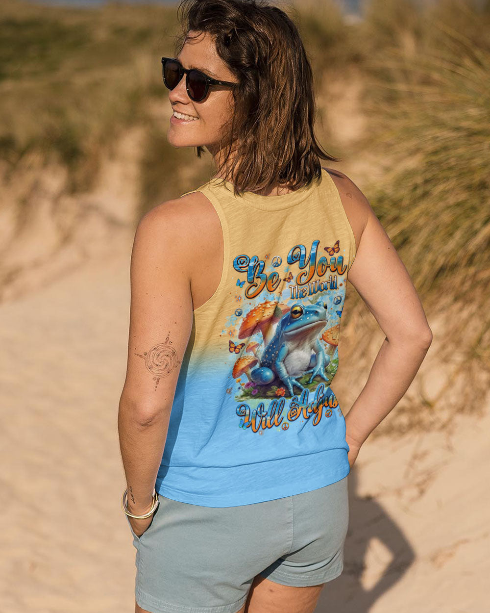 Be You The World Will Adjust Frog Whimsical Mushroom Forest AOP Shirts _7_ 119a3