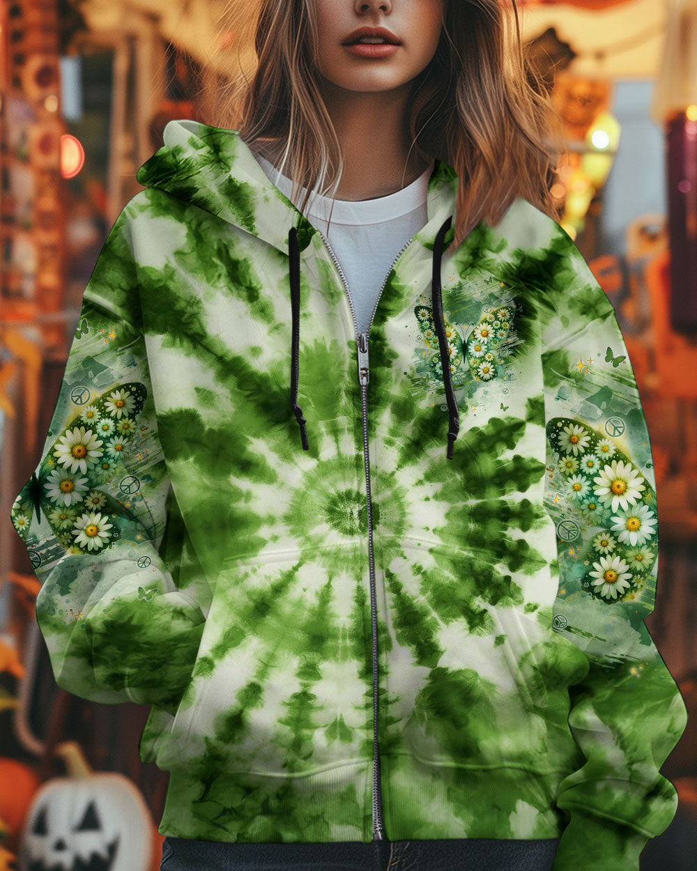 Be You The World Will Adjust Green Daisy Butterfly Tie Dye AOP Shirts _8_ mnreX