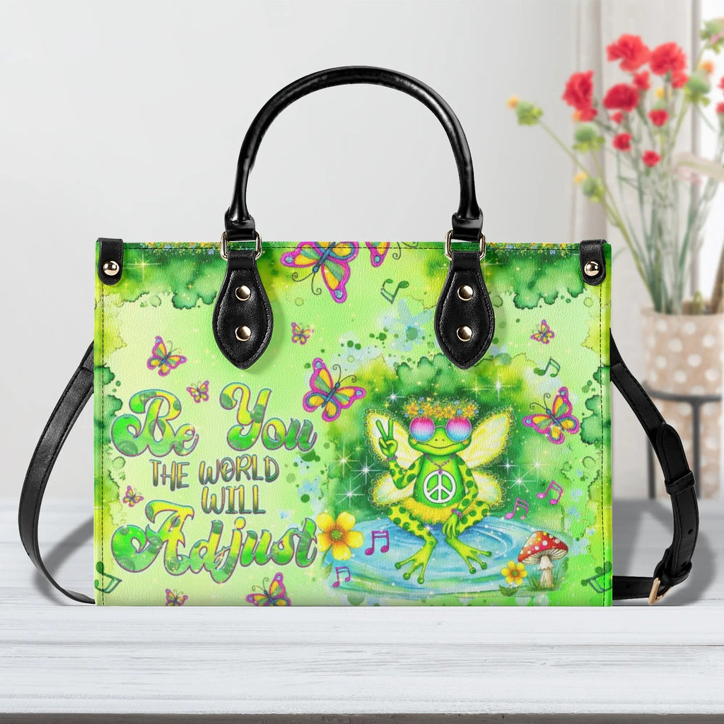 Be You The World Will Adjust Green Hippie Frog Psychedelic Peace Leather Bag _1_ 1oikl
