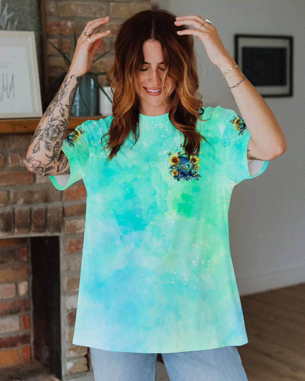 Be You The World Will Adjust Hippie Frog Sunflower Tie Dye AOP Shirts _11_ TzTn1