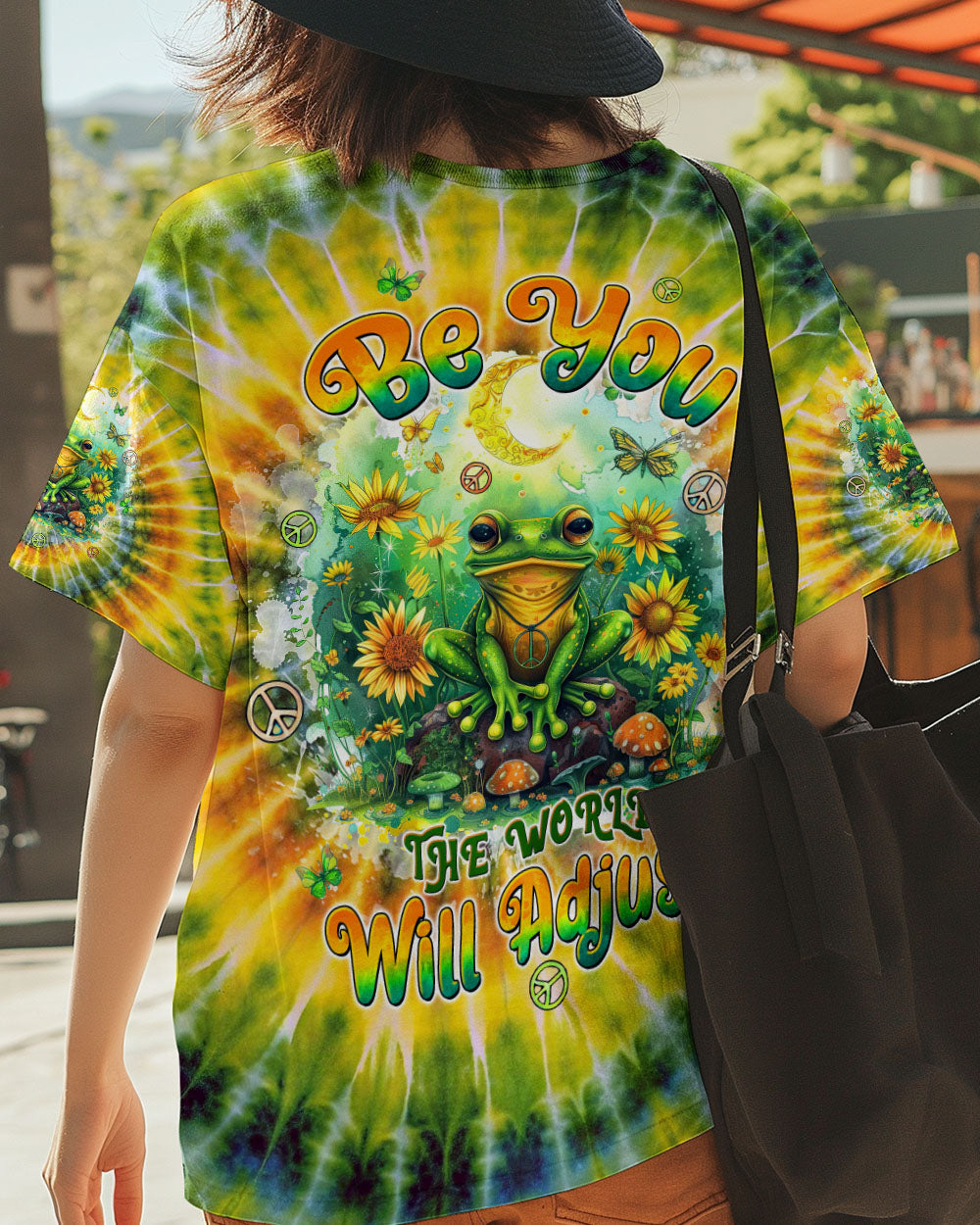 Be You The World Will Adjust Hippie Frog Sunflowers and Moon Tie Dye AOP Shirts _12_ K0gkt