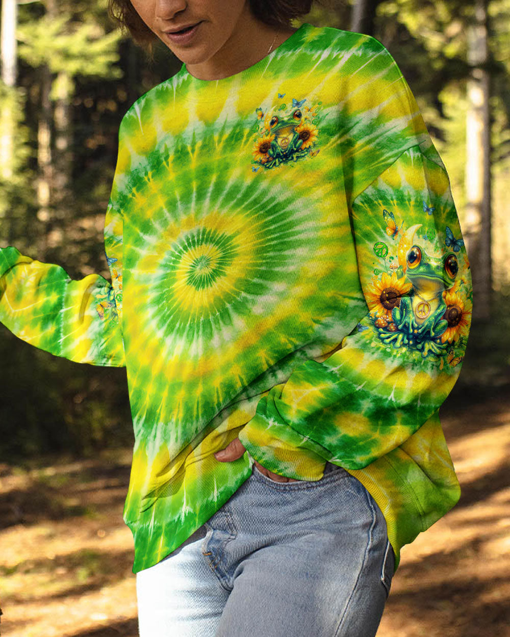 Be You The World Will Adjust Hippie Frog with Sunflowers Tie Dye AOP Shirts _6_ eFb9H