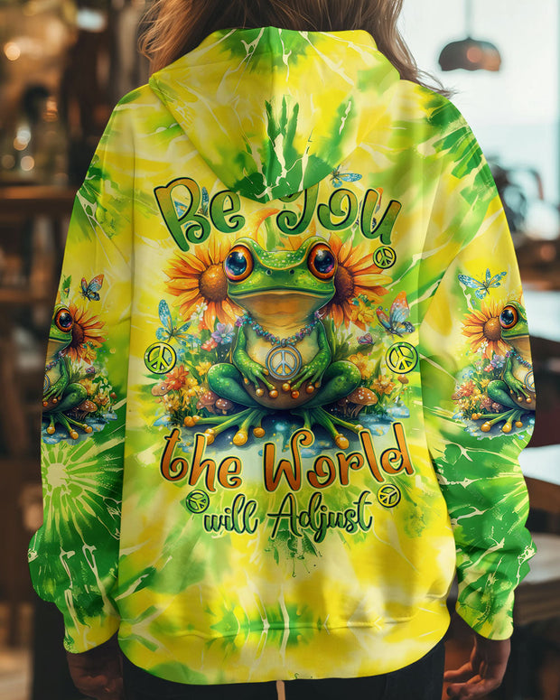 Be You The World Will Adjust - Hippie Tie Dye Sunflower Frog - AOP Shirts