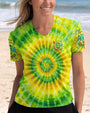 Be You The World Will Adjust Moon Frog Hippie Green Tie Dye AOP Shirts _2_ fNro1