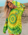 Be You The World Will Adjust Moon Frog Hippie Green Tie Dye AOP Shirts _6_ qmujU