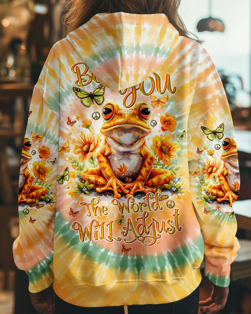Be You The World Will Adjust Orange Tie Dye Frog and Butterfly AOP Shirts _10_ DJKmr