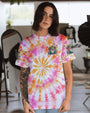 Be You The World Will Adjust Pastel Tie Dye Peace Frog with Sunflowers AOP Shirts _14_ Tr9YG