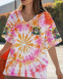Be You The World Will Adjust Pastel Tie Dye Peace Frog with Sunflowers AOP Shirts _2_ 3ehuC