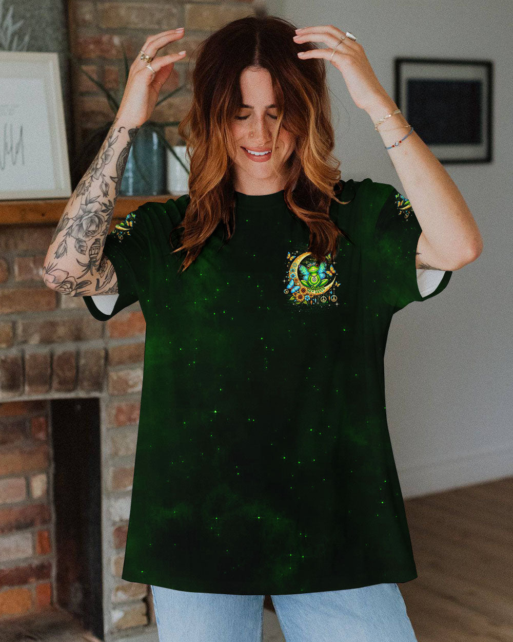 Be You The World Will Adjust Peace Frog Moon and Butterfly AOP Shirts _14_ pHOhl