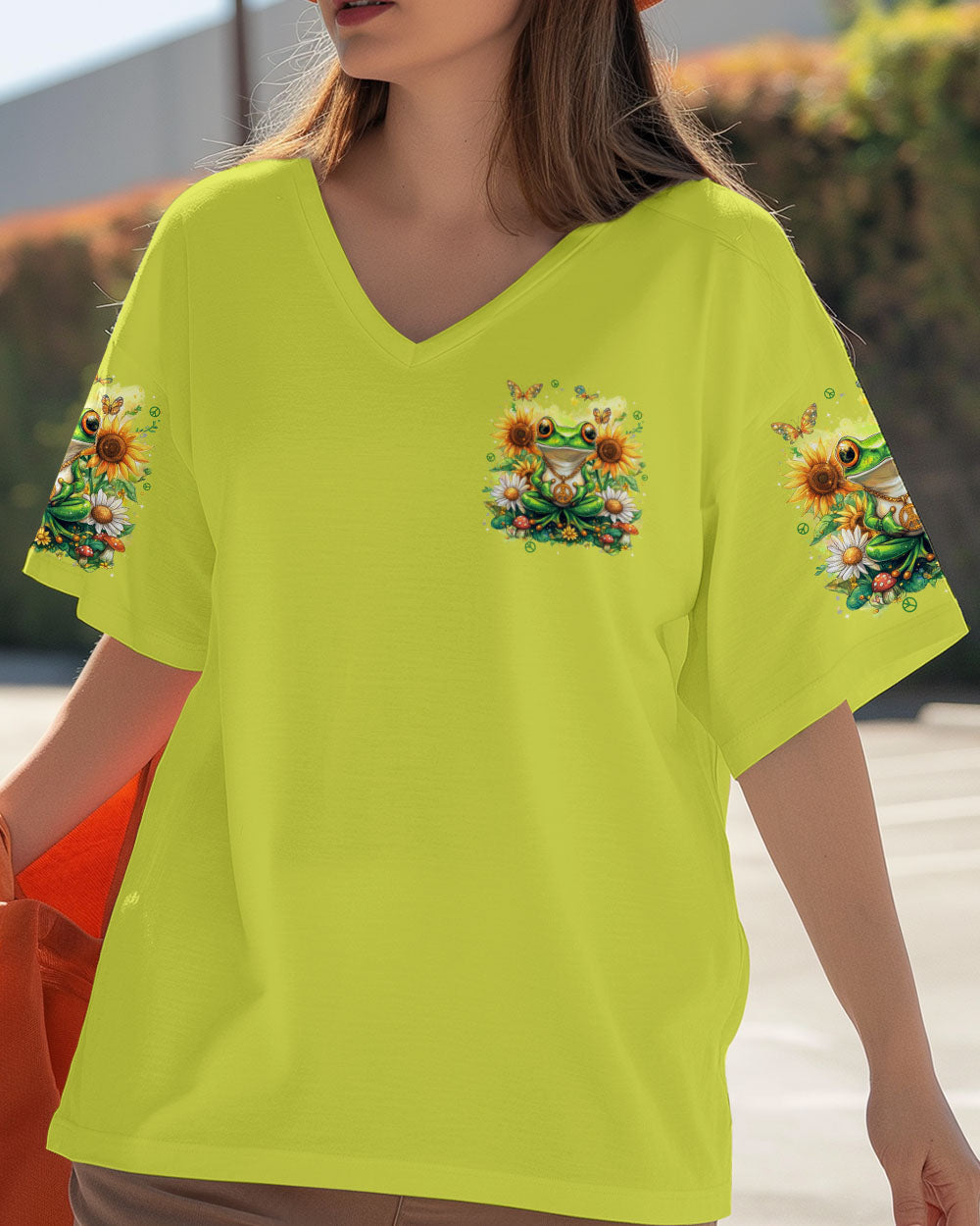 Be You The World Will Adjust Peace Frog with Daisy and Sunflowers Hippie Style AOP Shirts _2_ vDKCb