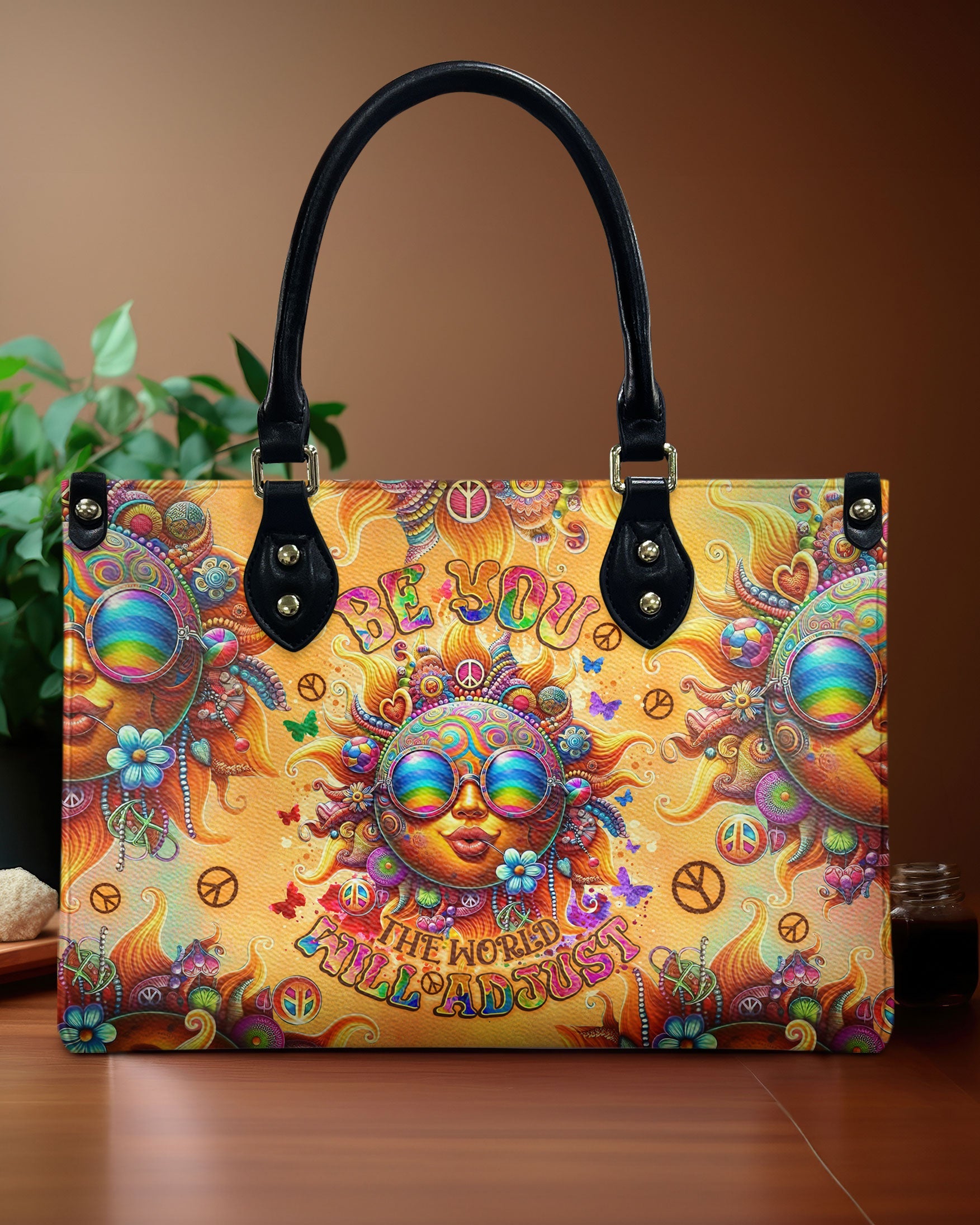 Be You The World Will Adjust Psychedelic Sun Inspirational Hippie Leather Bag _1_ OekVo