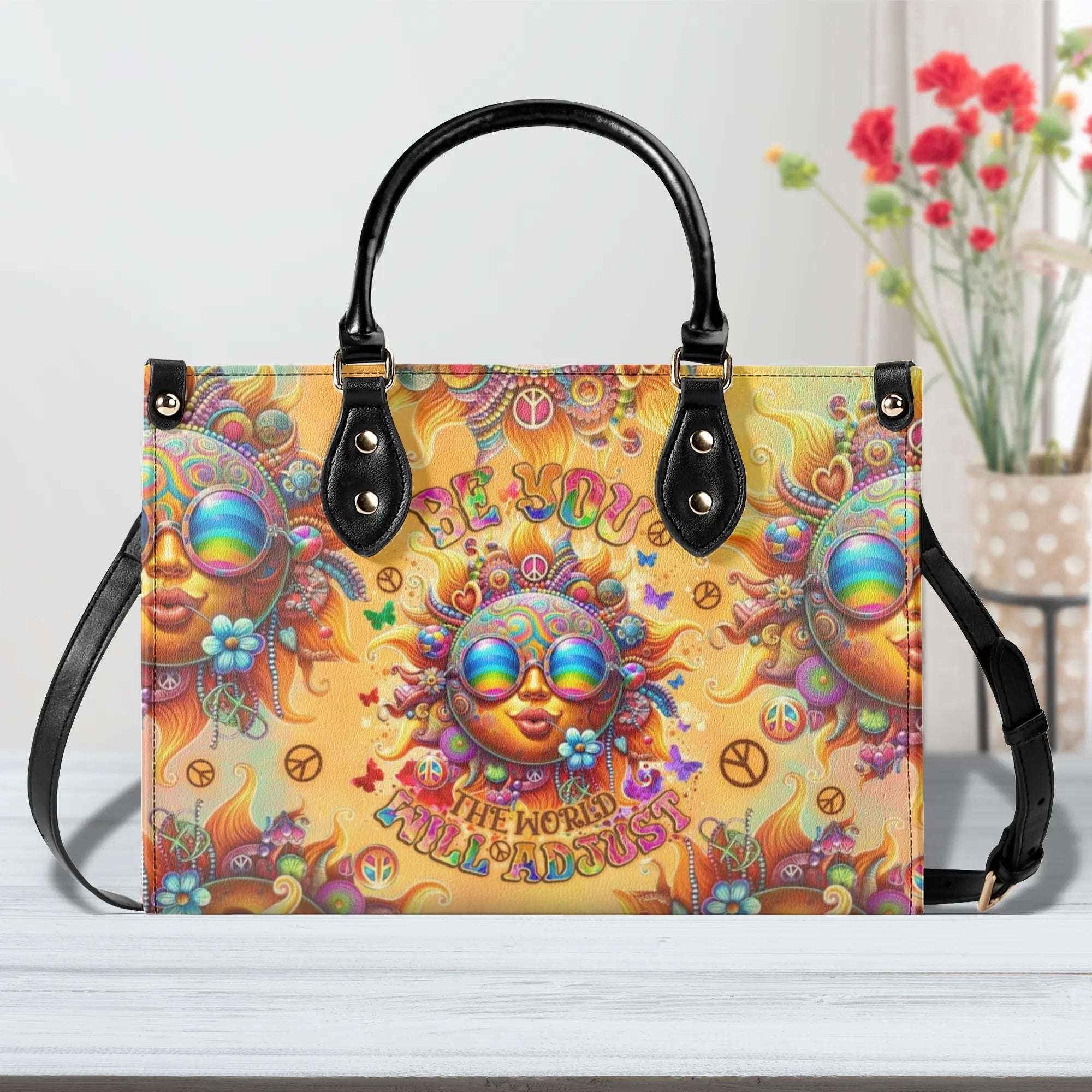 Be You The World Will Adjust Psychedelic Sun Inspirational Hippie Leather Bag _3_ ANYQe