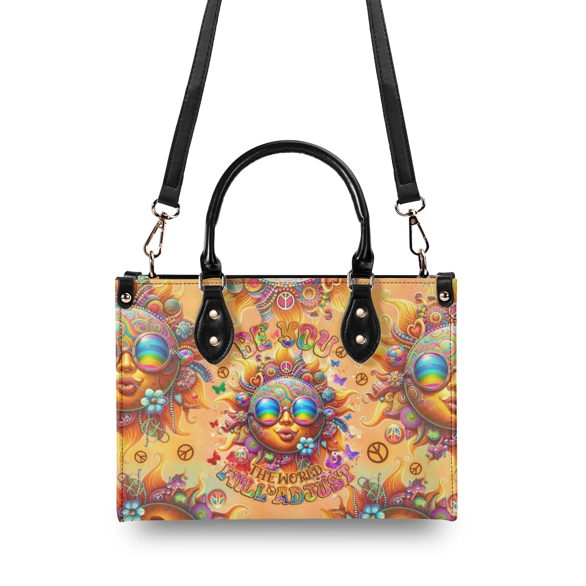 Be You The World Will Adjust Psychedelic Sun Inspirational Hippie Leather Bag _4_ AVRtk
