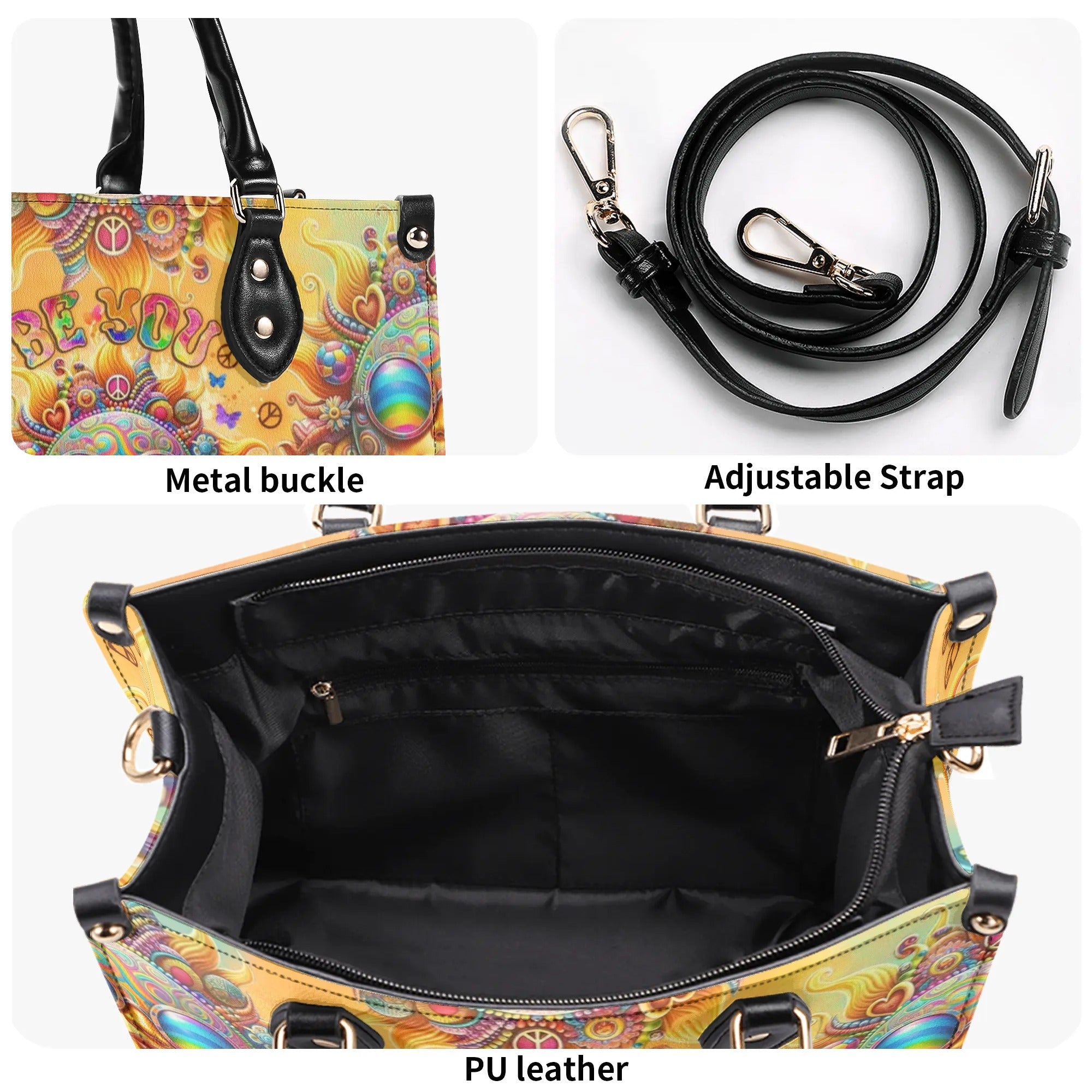 Be You The World Will Adjust Psychedelic Sun Inspirational Hippie Leather Bag _7_ Wutlk