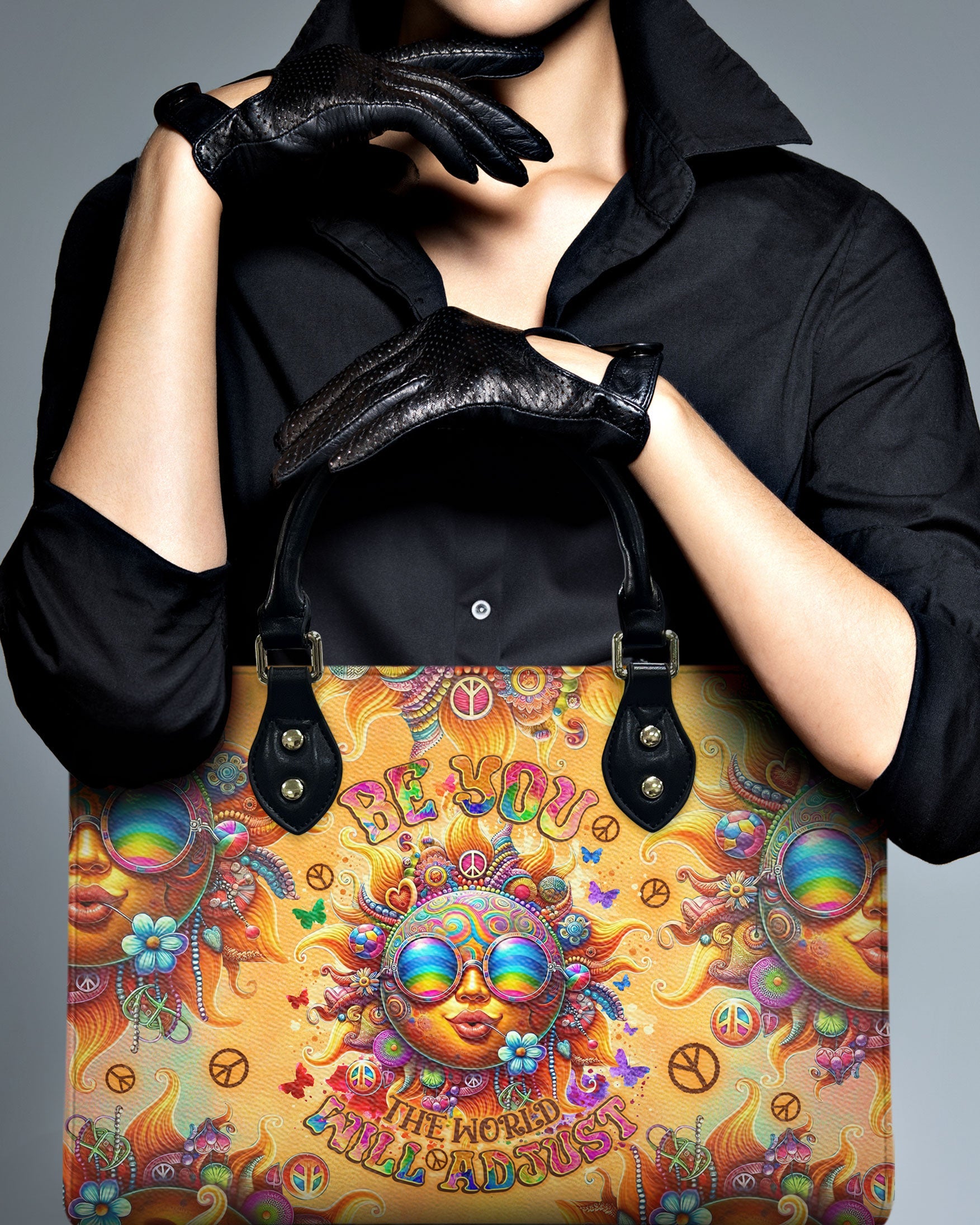 Be You The World Will Adjust Psychedelic Sun Inspirational Hippie Leather Bag _8_ VGQE5
