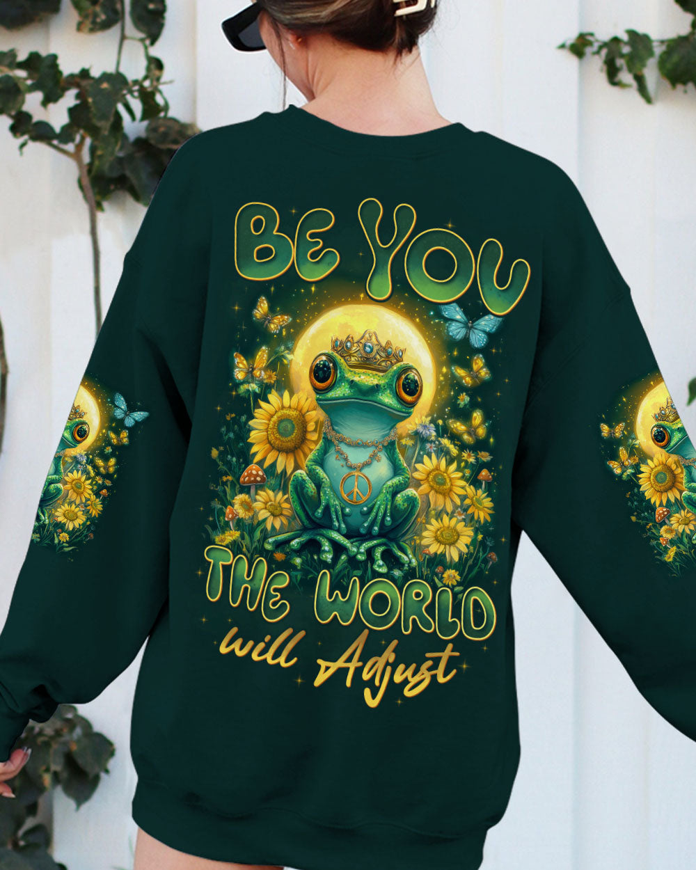Be You The World Will Adjust Royal Frog Moon and Sunflowers AOP Shirts _3_ av0px