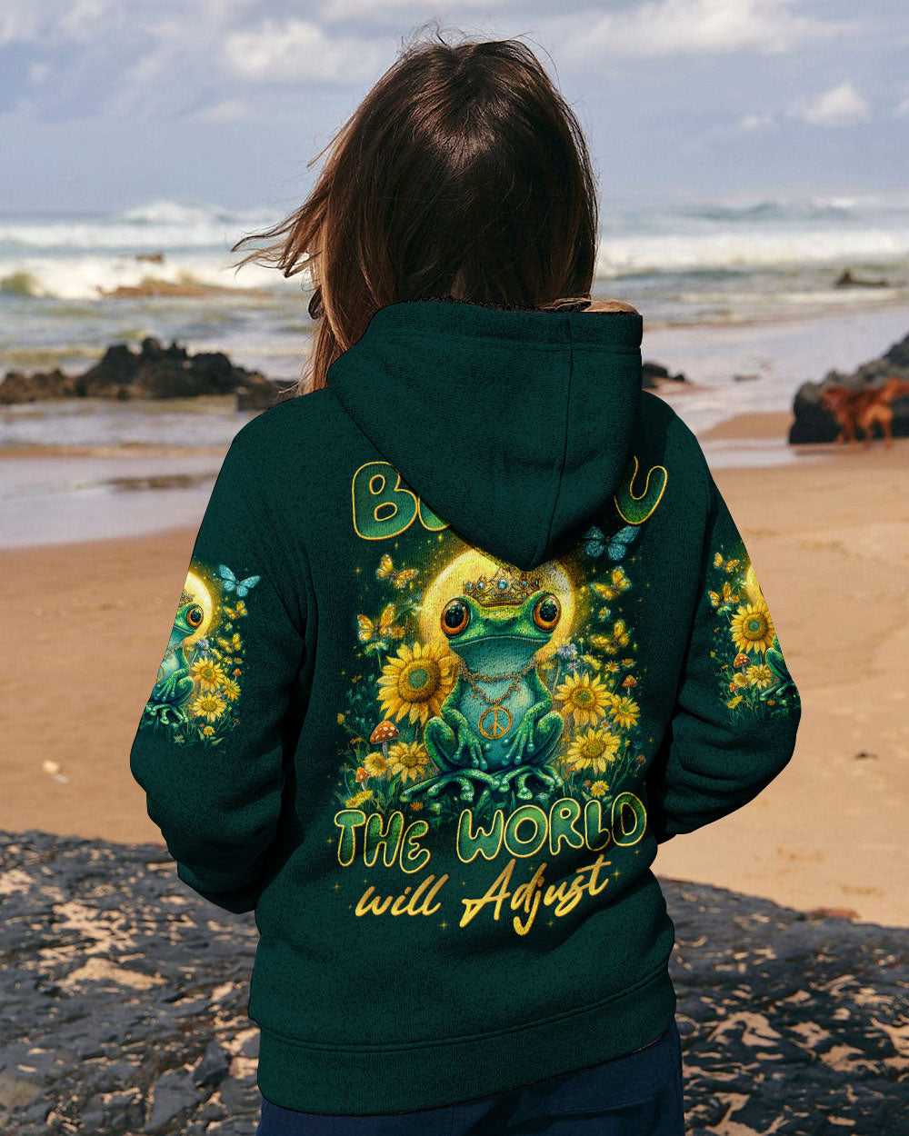 Be You The World Will Adjust Royal Frog Moon and Sunflowers AOP Shirts _9_ VmQ7r